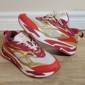 Puma Women's Red and Gold Sneakers